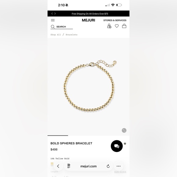 Pre-Owned Mejuri Bold Spheres Bracelet 14k Yellow Gold - Picture 7 of 7